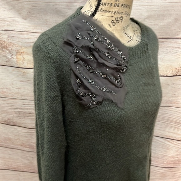 Soft Surroundings Cardigan Sweater Alpaca Blend Beaded Detail Green Size Small - Picture 3 of 9